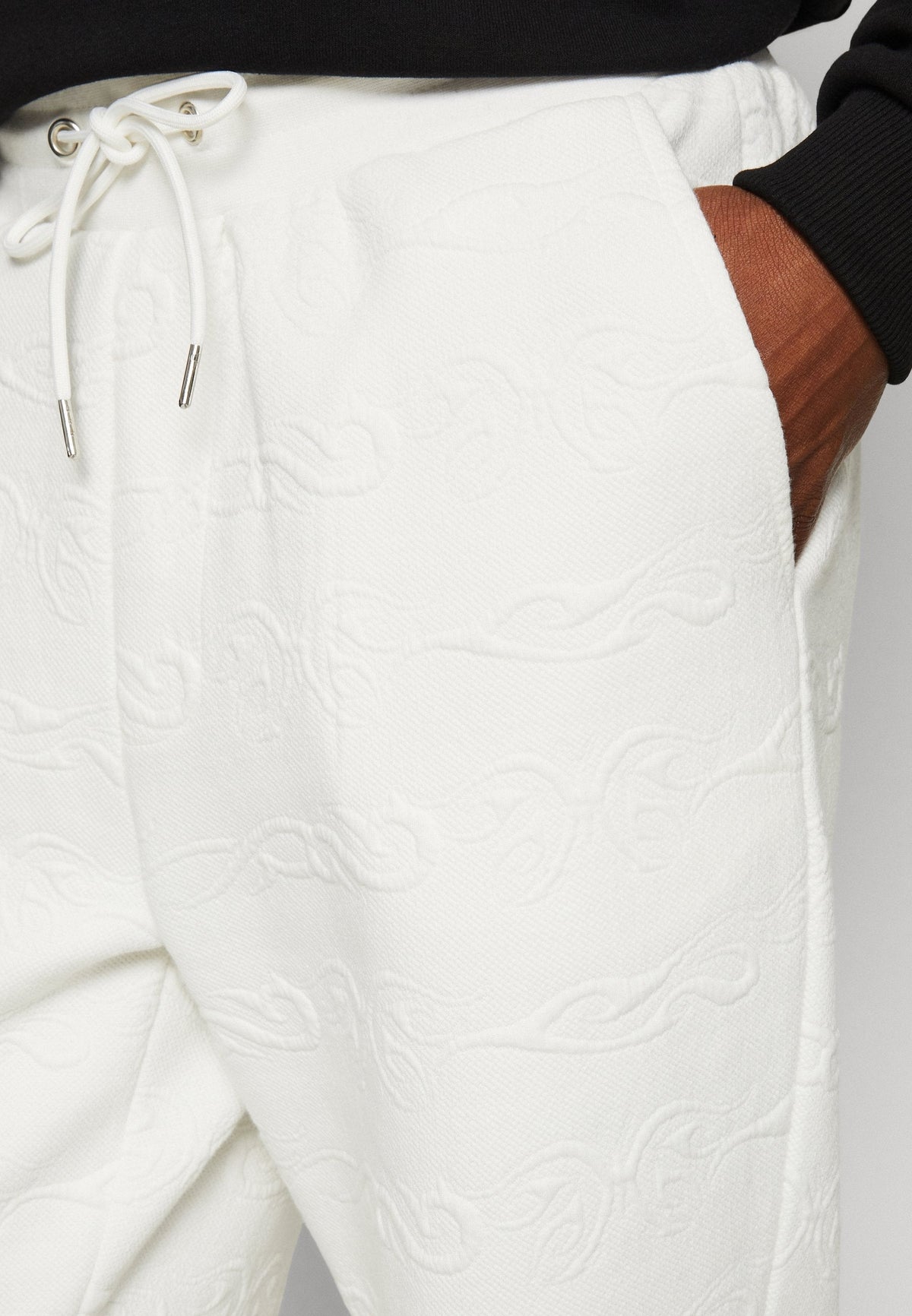 YOURTURN Tribal Embossed Unisex - Tracksuit Bottoms - Off White