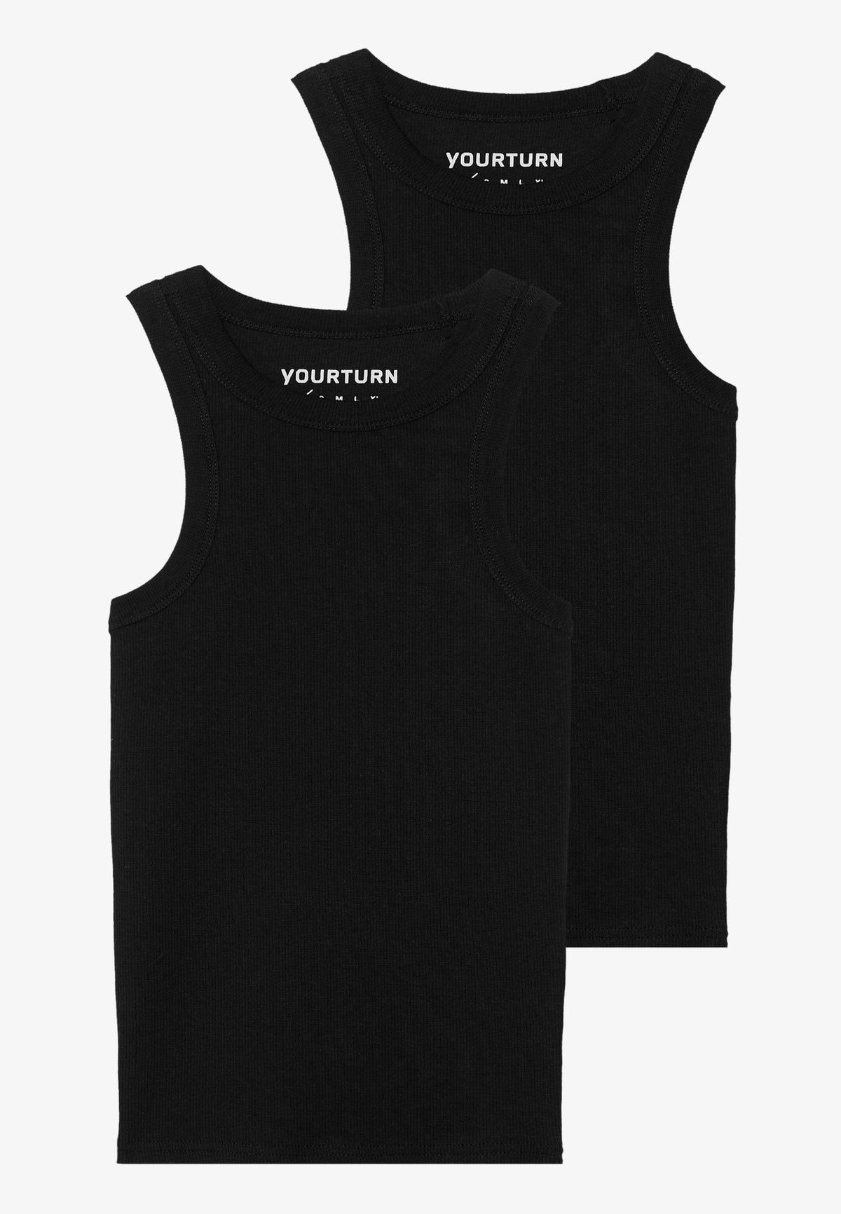YOURTURN BASIC RIB MUSCLE RACER TANKS UNISEX 2 PACK - Top - White/black