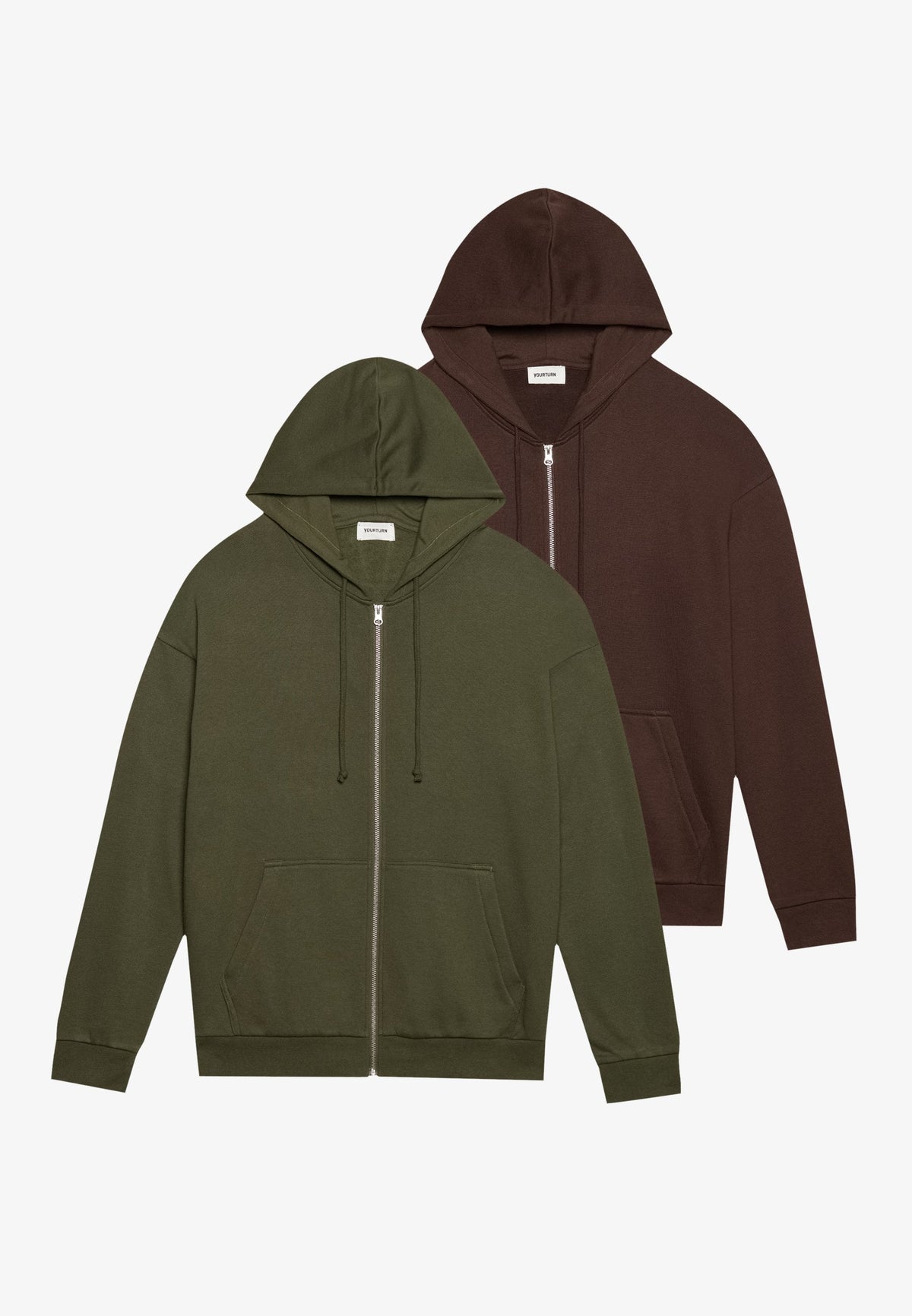 YOURTURN UNISEX 2 PACK - Zip-up Sweatshirt - Mottled Light Grey/black