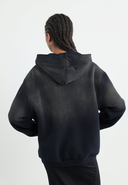 YOURTURN SUN FADED SHERPA LINED HOODIE UNISEX - Sweatshirt - Black