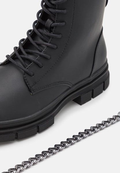YOURTURN Unisex - Lace-Up Ankle Boots - Black