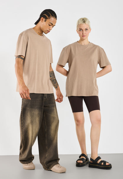 YOURTURN UNISEX BASIC GARMENT WASHED - Basic T-shirt - Taupe