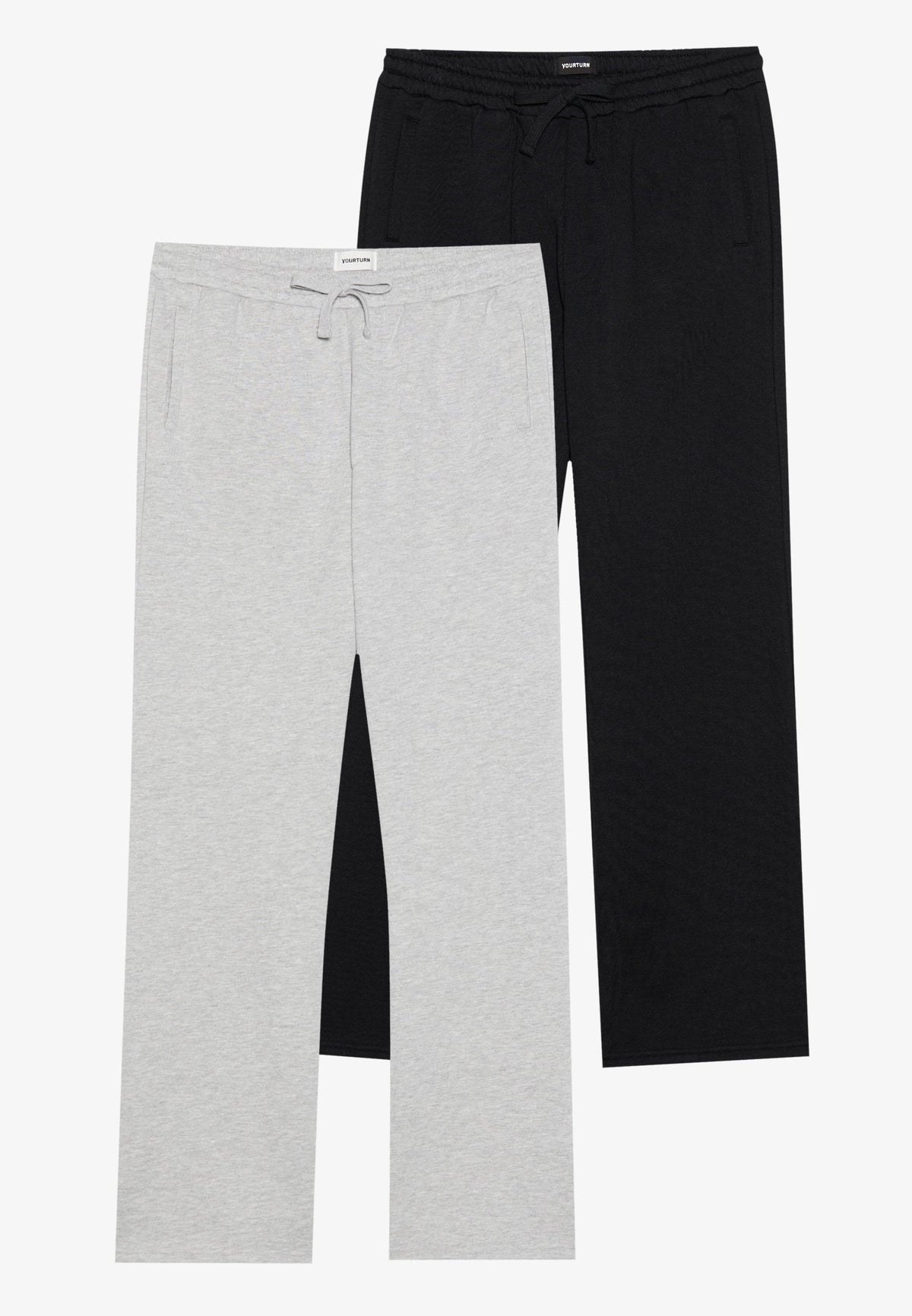 YOURTURN 2 PACK UNISEX - Tracksuit Bottoms - Black,mottled Light Grey