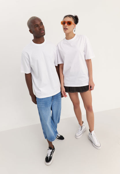 YOURTURN 2 PACK UNISEX BASIC OVERSIZED T-SHIRT - Basic T-shirt - White