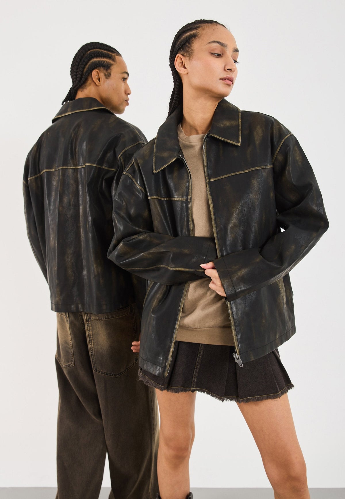 YOURTURN UNISEX - Faux Leather Jacket - Dark Grey