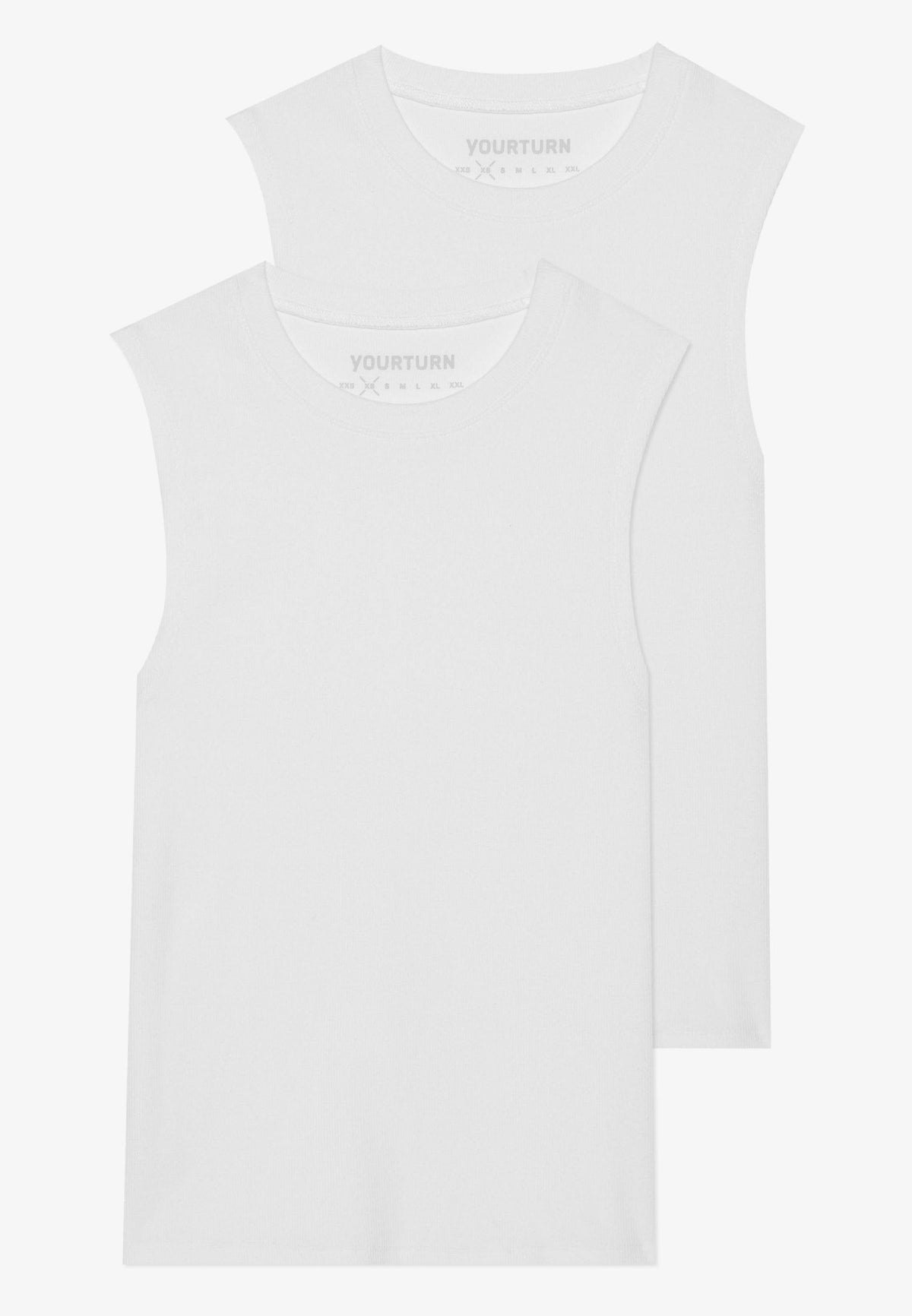 YOURTURN BASIC RIB MUSCLE TANKS UNISEX 2 PACK - Top - White/grey