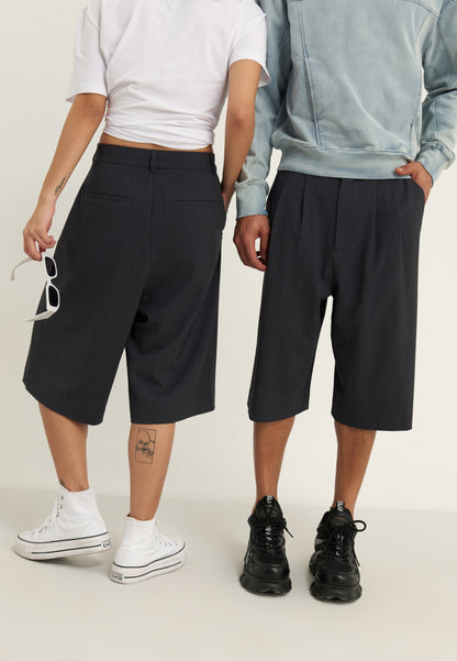 YOURTURN BAGGY TAILORED SHORTS UNISEX - Shorts - Dark Grey