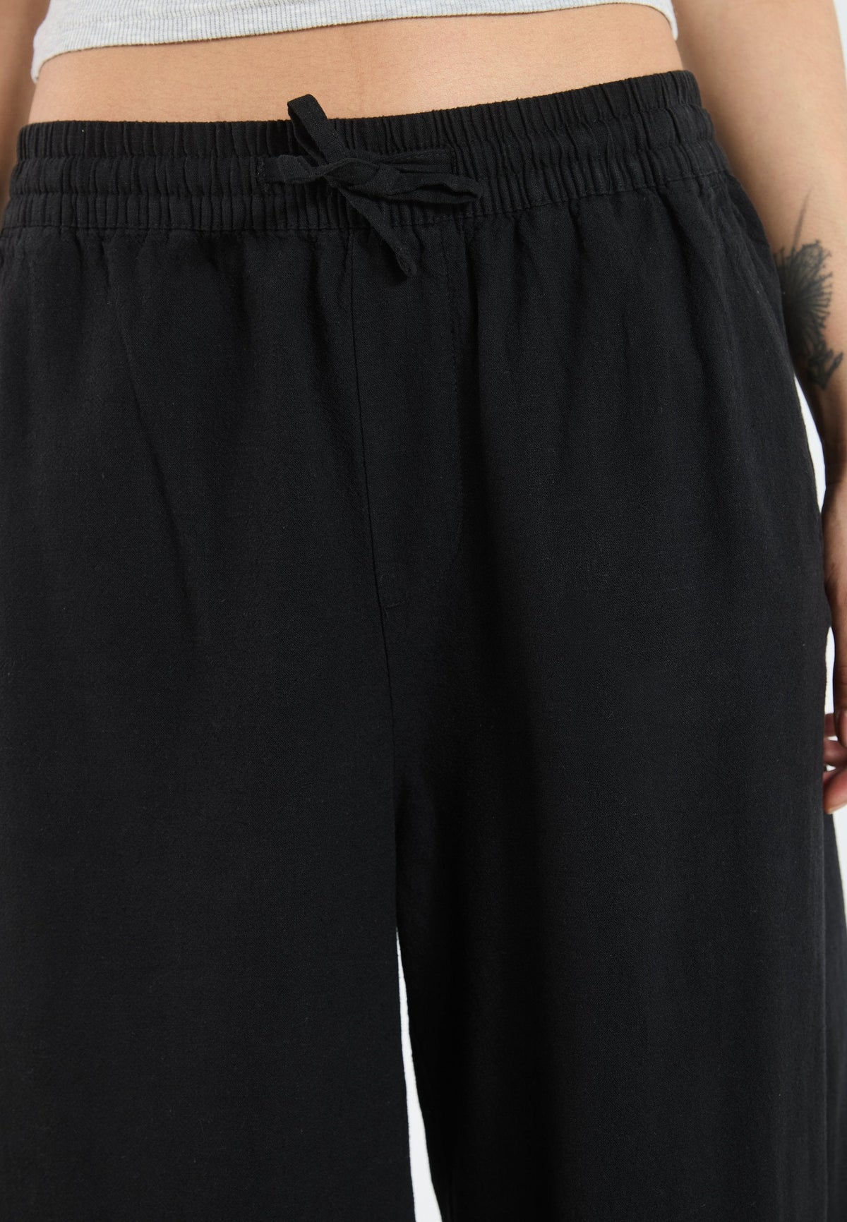 YOURTURN LINEN MIX BLEND UNISEX - Trousers - Black