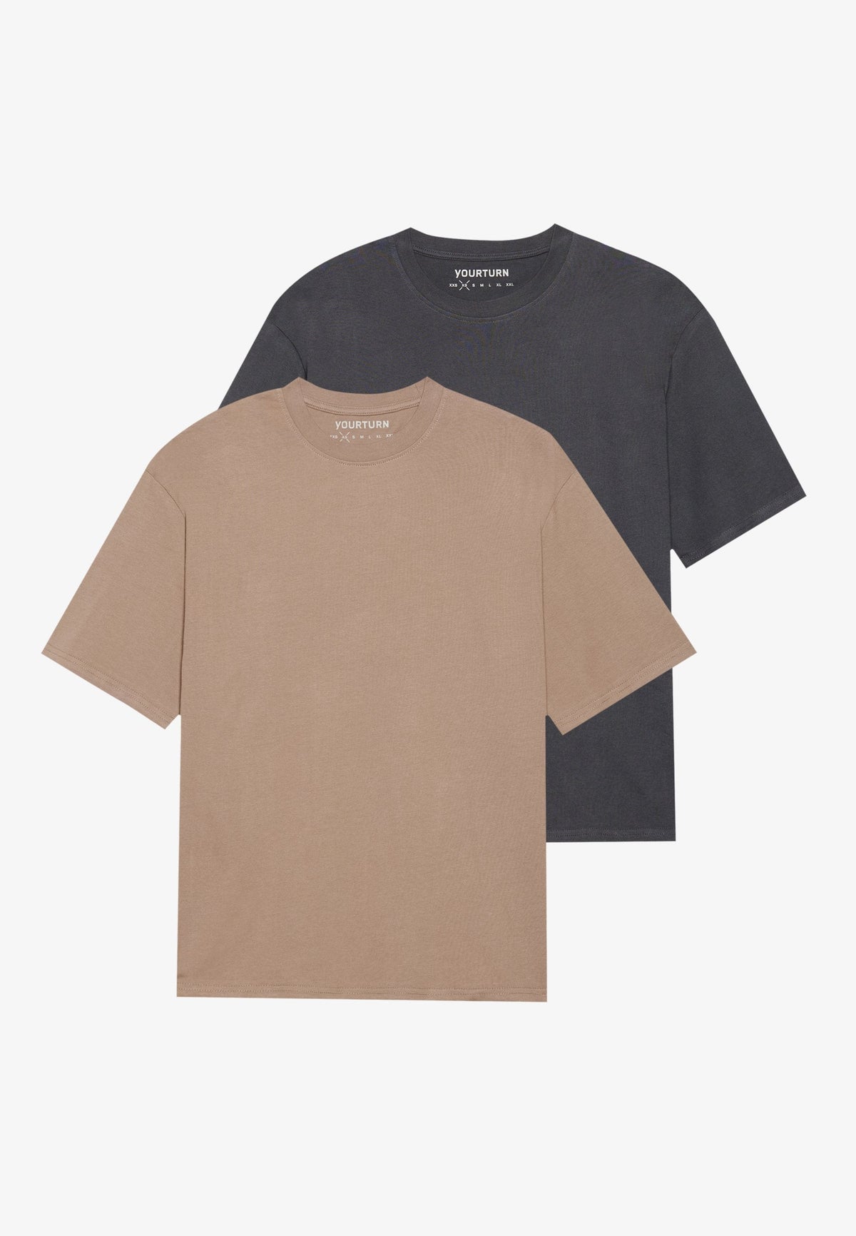 YOURTURN UNISEX 2 PACK BASIC BOXY T SHIRT - Basic T-shirt - Coffee Bean/egret