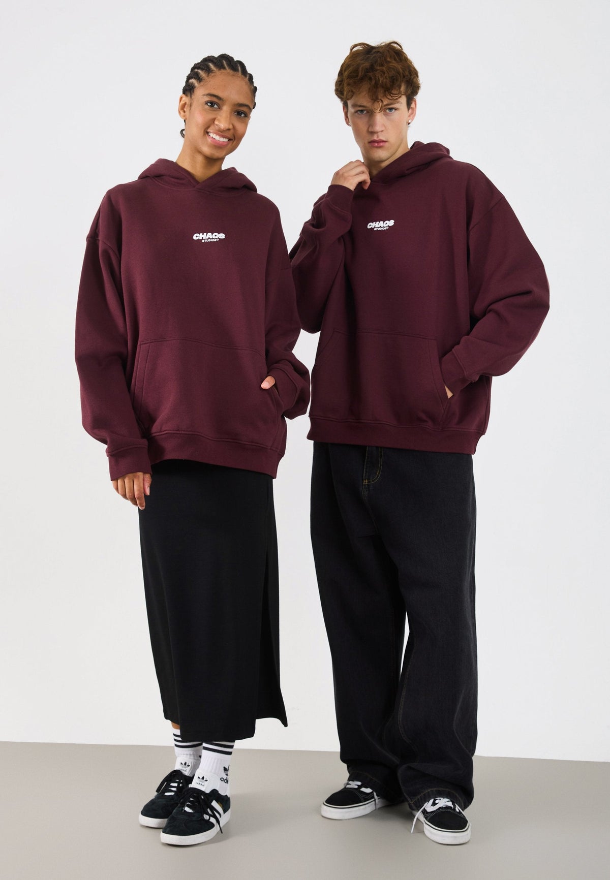 YOURTURN CHAOS OVERSIZE HEAVY HOODIE UNISEX - Sweatshirt - Vineyard Wine