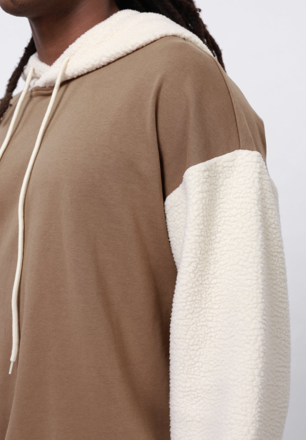 YOURTURN BORG HOOD AND SLEEVES UNISEX - Sweatshirt - Brown/beige