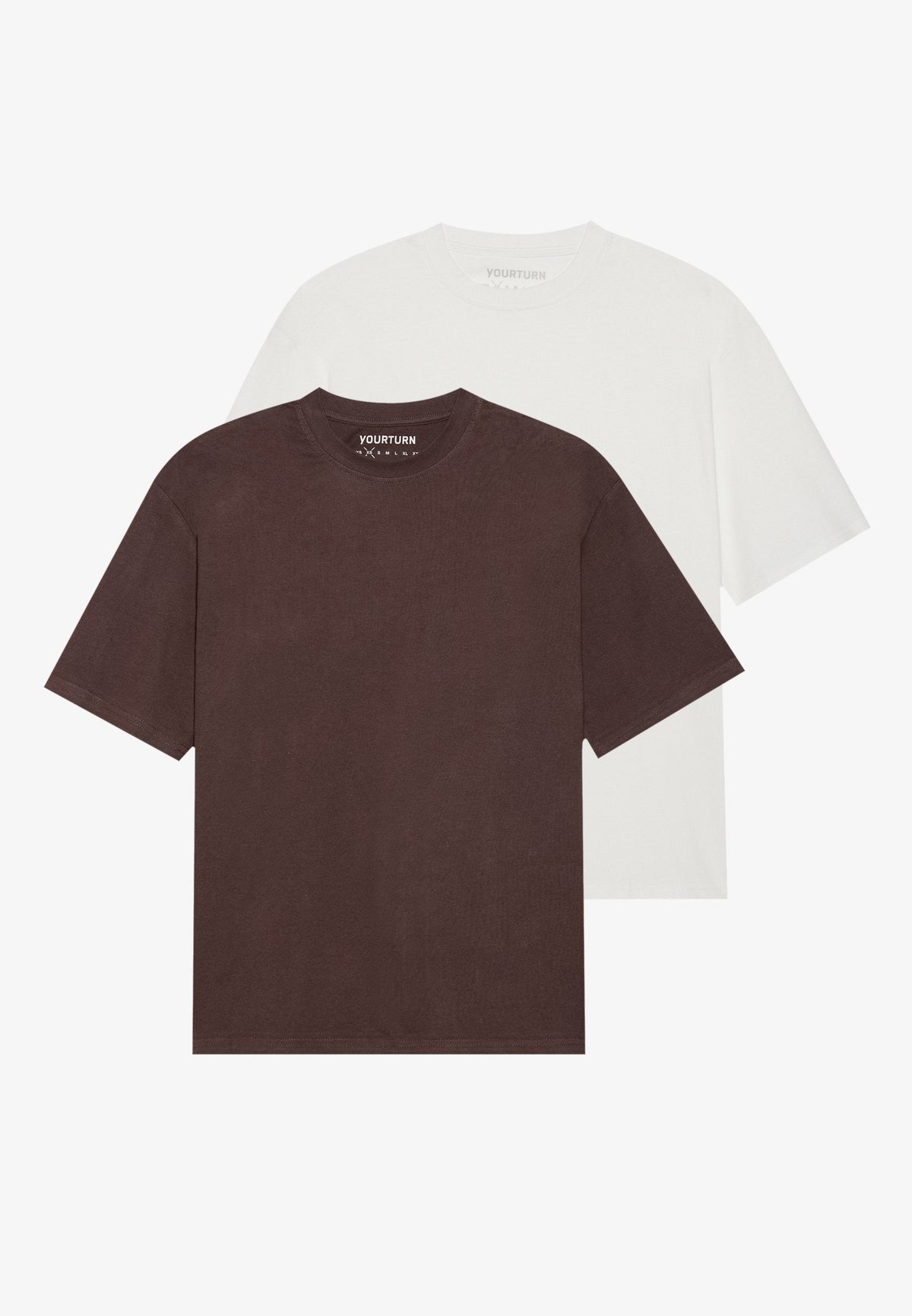 YOURTURN UNISEX 2 PACK BASIC BOXY T SHIRT - Basic T-shirt - Coffee Bean/egret