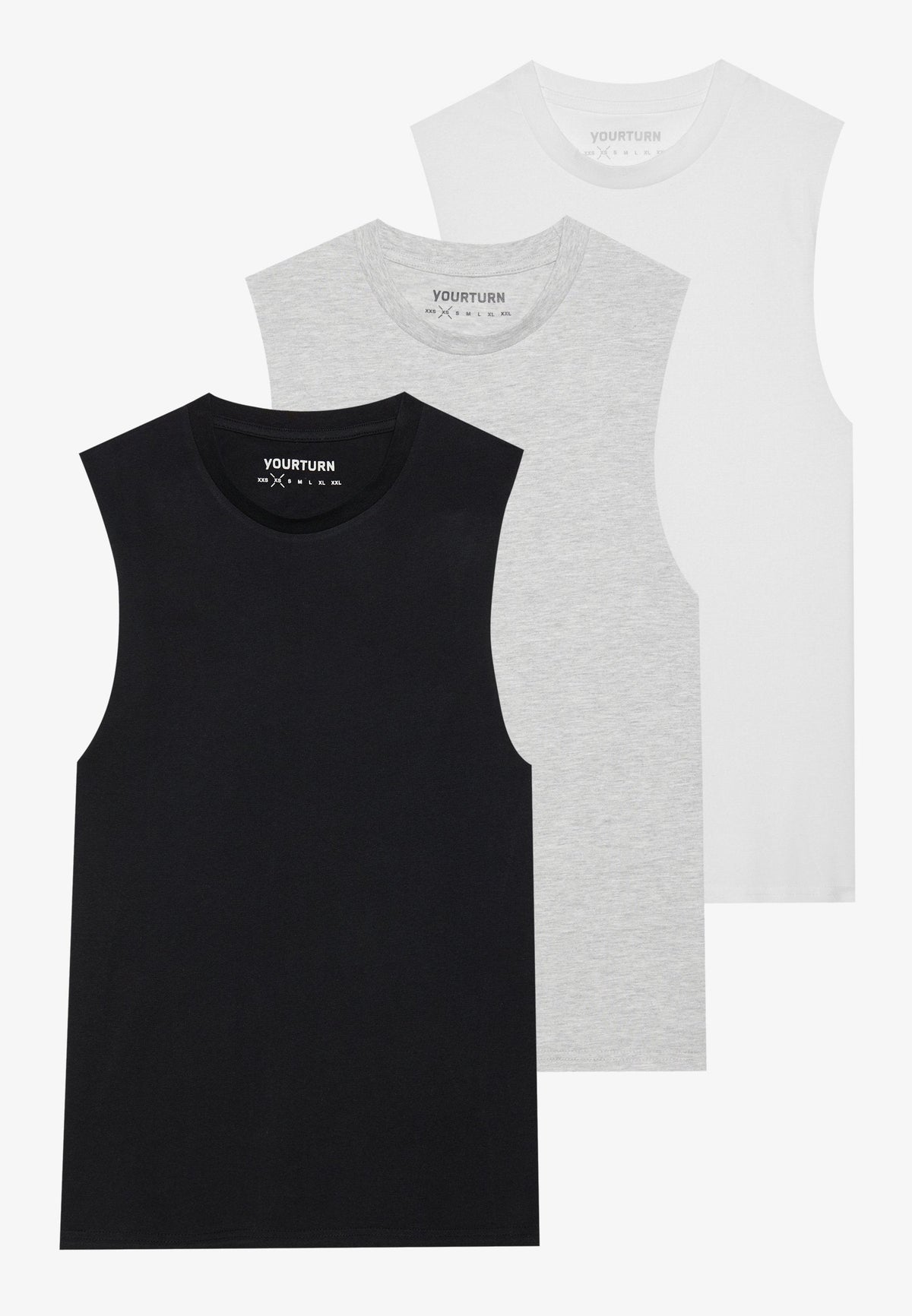 YOURTURN UNISEX 3 PACK - Top - True Black/bright White/mottled Light Grey