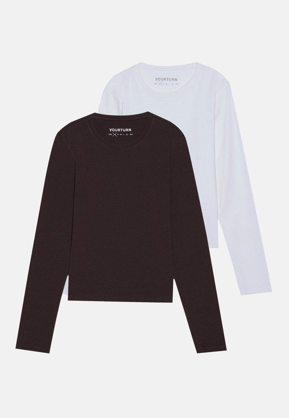 YOURTURN 2 PACK UNISEX - Long Sleeved Top - White/dark Brown