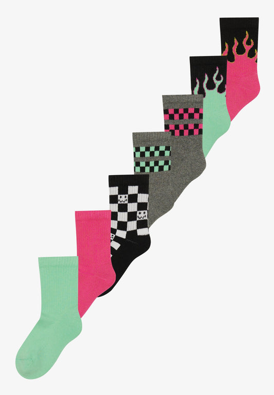 UNISEX 7 PACK - Socks - Pink/black/mottled Dark Grey