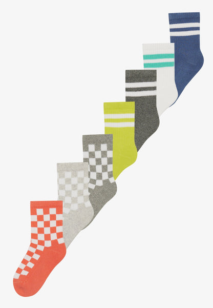 UNISEX 7 PACK - Socks - Light Green/mottled Light Grey/red