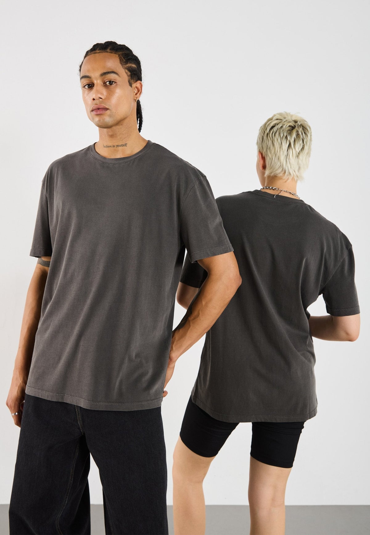 YOURTURN UNISEX BASIC GARMENT WASHED - Basic T-shirt - Asphalt