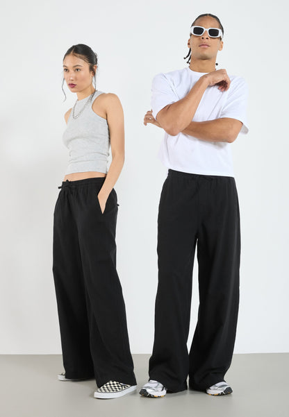 YOURTURN LINEN MIX BLEND UNISEX - Trousers - Black