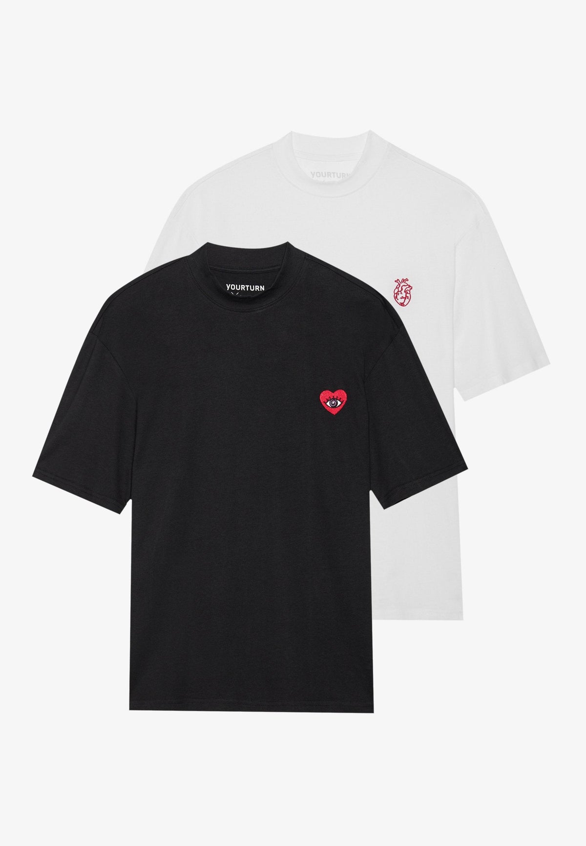 YOURTURN UNISEX 2 PACK - Print T-shirt - Black/white