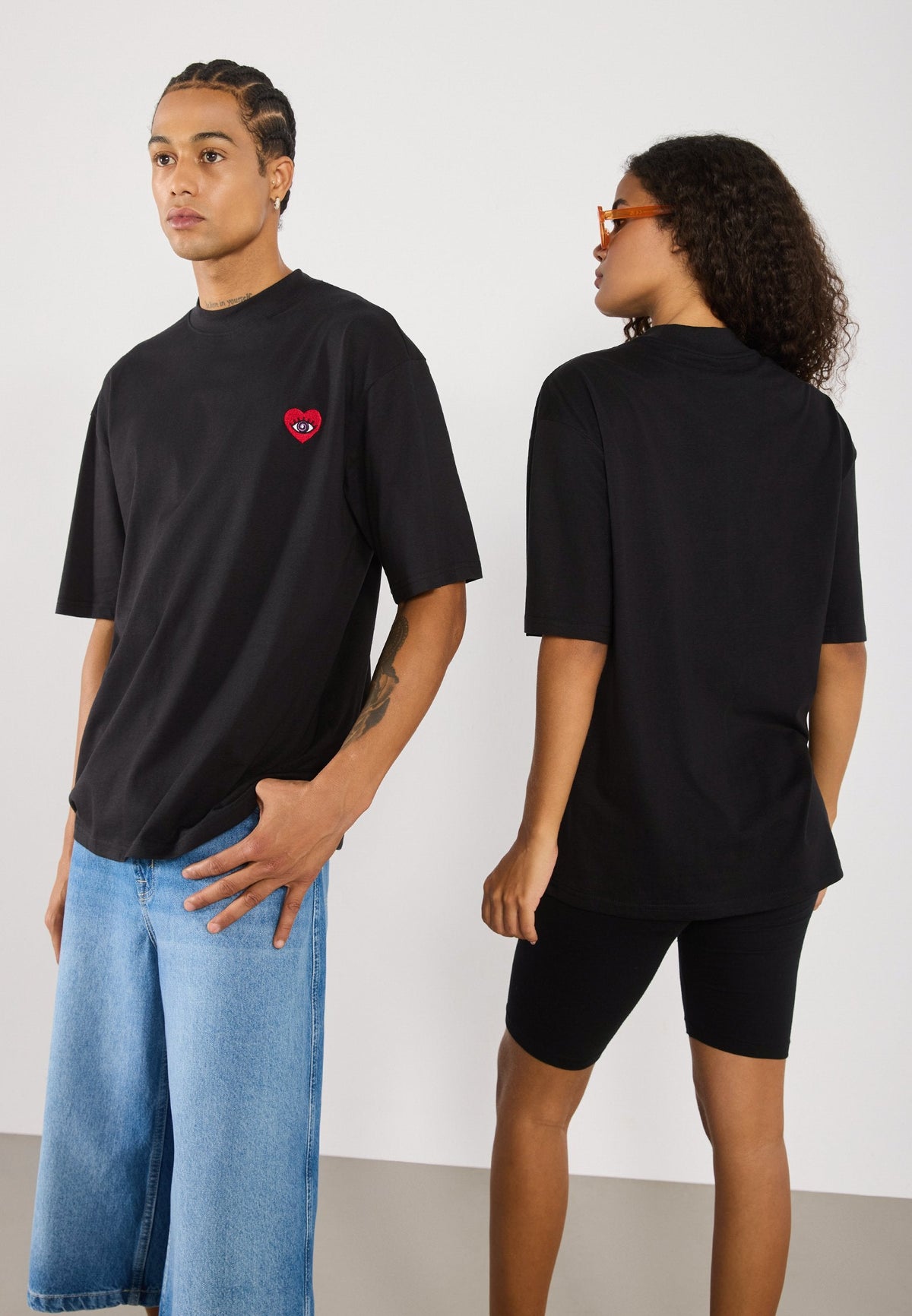 YOURTURN UNISEX 2 PACK - Print T-shirt - Black/white