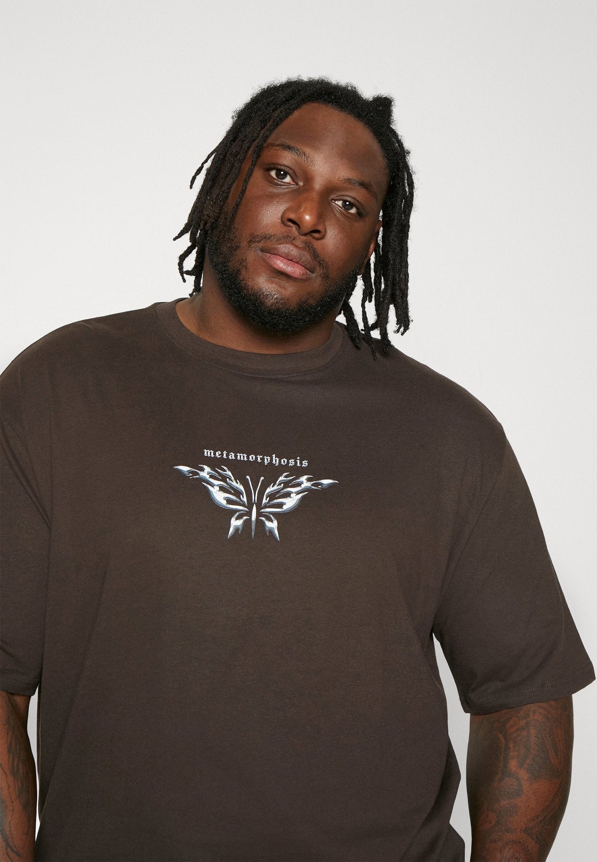 YOURTURN Print T-Shirt - Brown