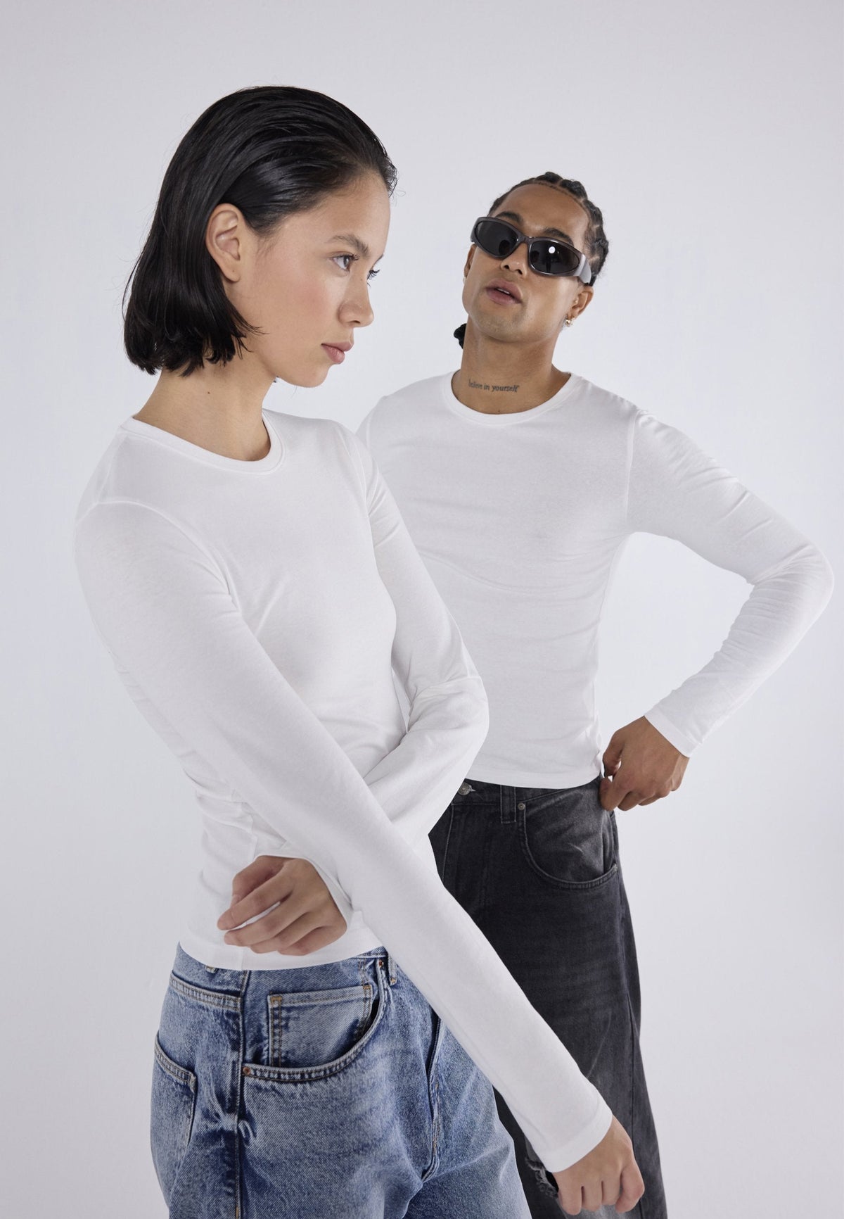 YOURTURN 2 PACK UNISEX - Long Sleeved Top - White/dark Brown