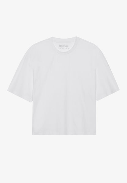 YOURTURN 2 PACK UNISEX BASIC BOXY CROPPED T-SHIRT - Basic T-shirt - Bright White