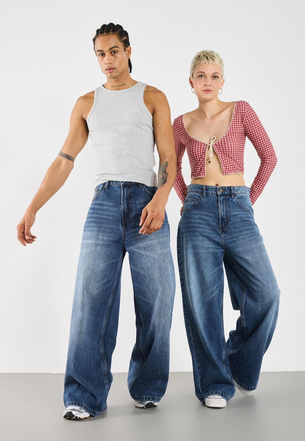 YOURTURN UNISEX - Baggy Jeans - Blue Denim