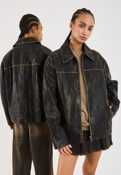 YOURTURN UNISEX - Faux Leather Jacket - Dark Grey