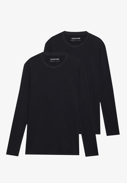 YOURTURN UNISEX 2 PACK - Long Sleeved Top - Black/dark Grey