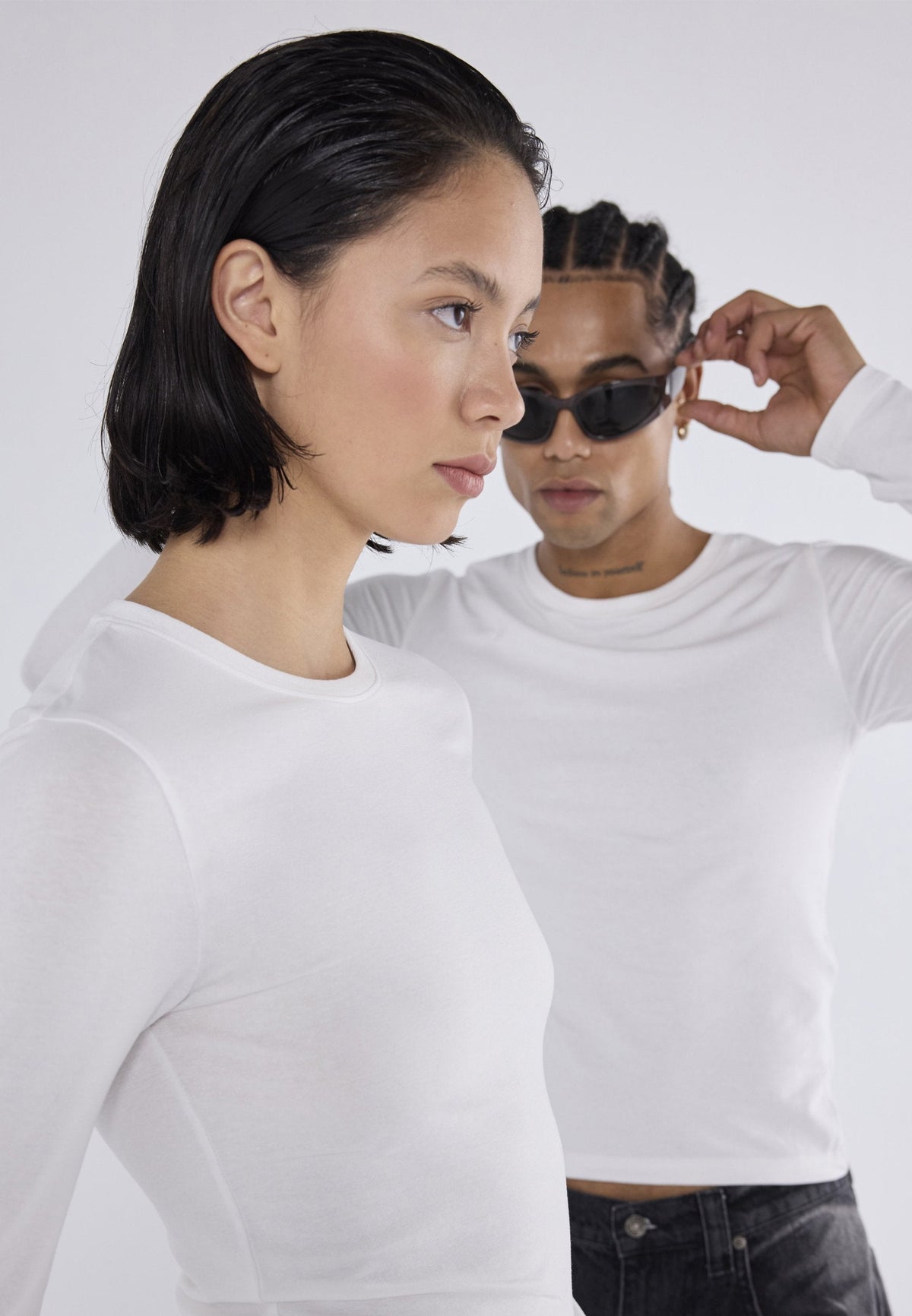 YOURTURN 2 PACK UNISEX - Long Sleeved Top - White/dark Brown
