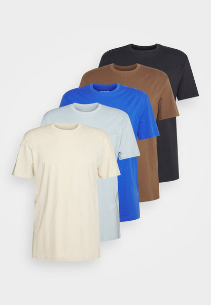 YOURTURN Unisex 5 Pack - Basic T-Shirt - Light Blue/Blue/Stone