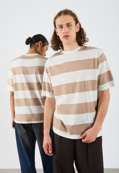 YOURTURN UNISEX OVERSIZED STRIPE - Print T-shirt - Sand/off White