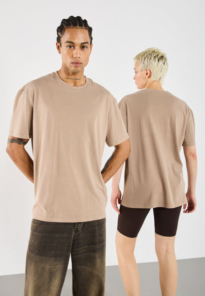 YOURTURN UNISEX BASIC GARMENT WASHED - Basic T-shirt - Taupe