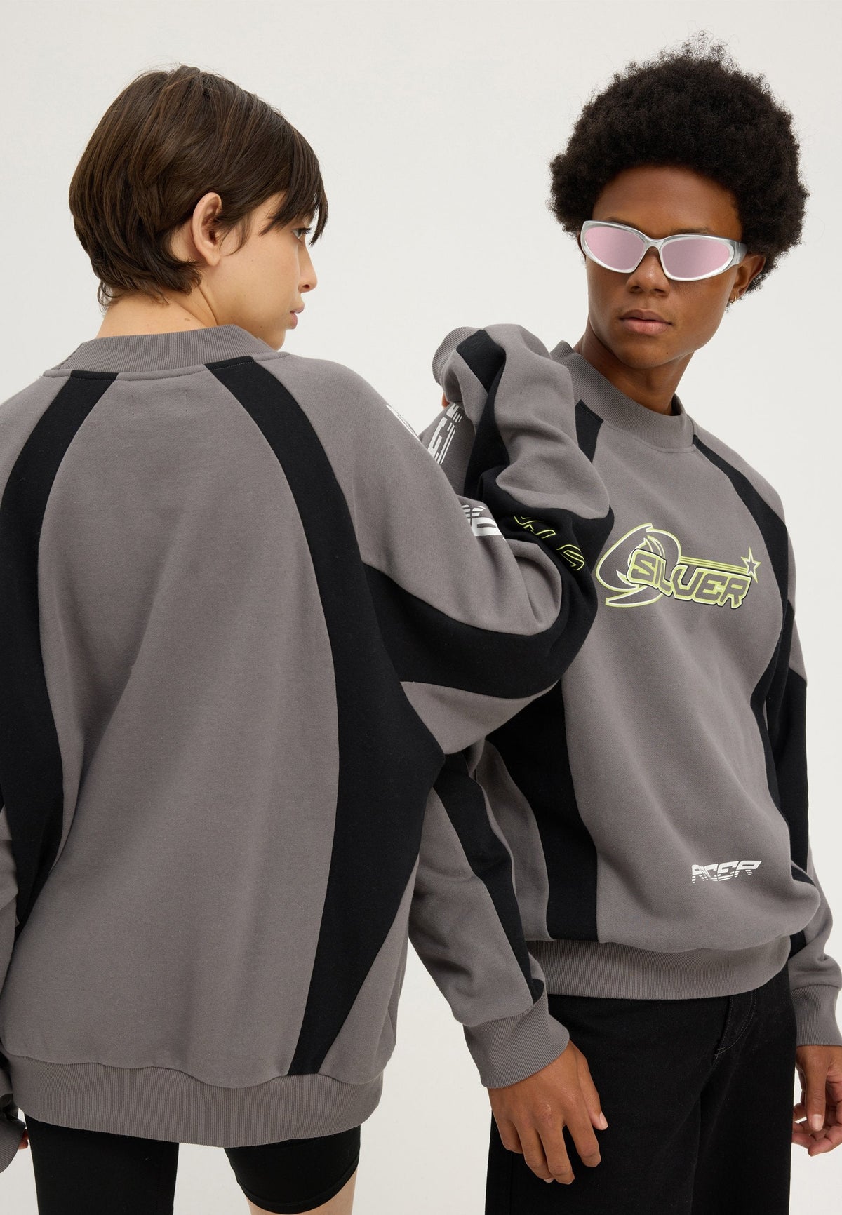 YOURTURN SILVER RACER CREW OVERSIZED UNISEX - Sweatshirt - Grey