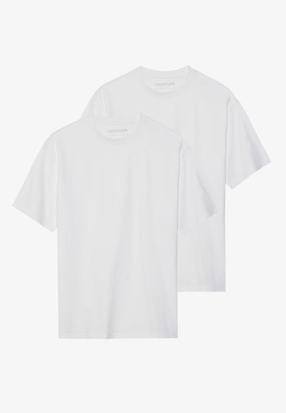 YOURTURN 2 PACK UNISEX BASIC OVERSIZED T-SHIRT - Basic T-shirt - White