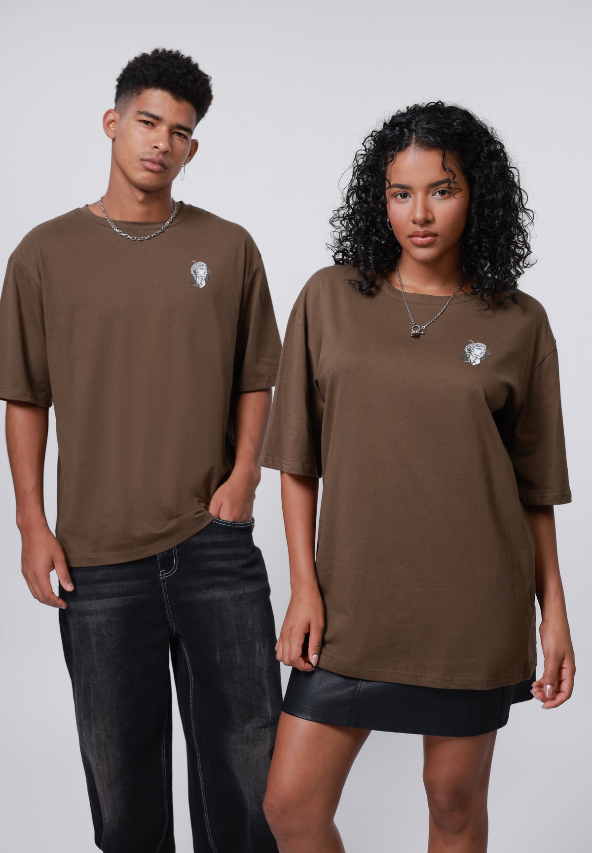 YOURTURN UNISEX - Print T-shirt - Mid Brown