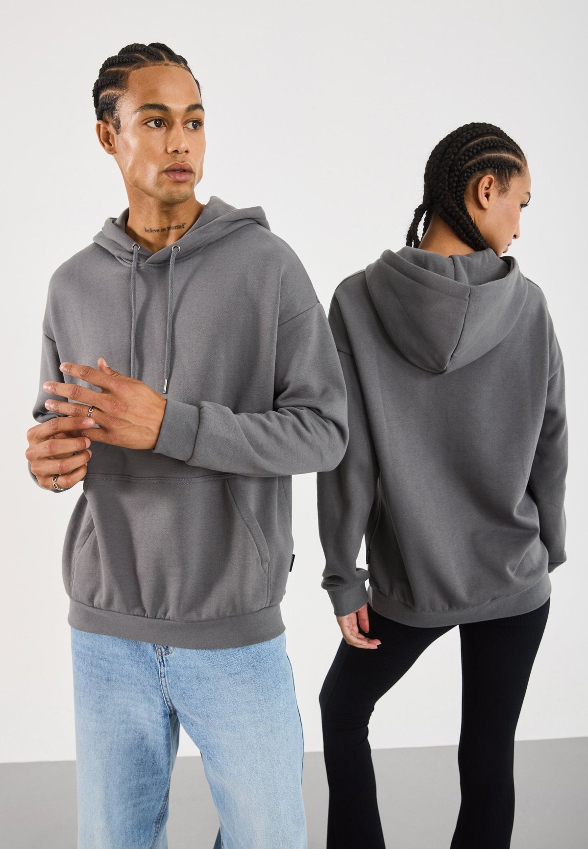 YOURTURN UNISEX - Hoodie - Mottled Dark Grey