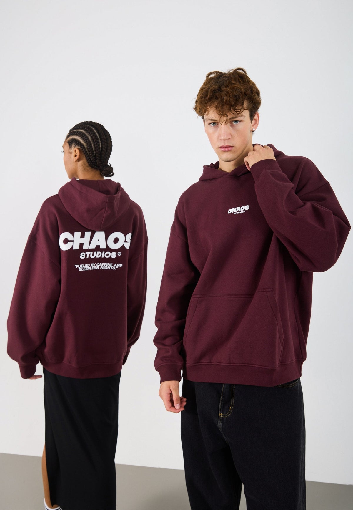 YOURTURN CHAOS OVERSIZE HEAVY HOODIE UNISEX - Sweatshirt - Vineyard Wine