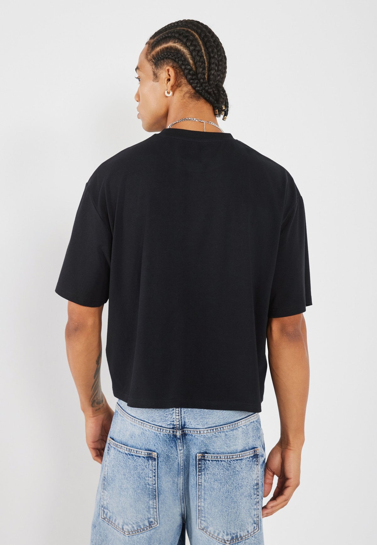 YOURTURN 2 PACK UNISEX BASIC BOXY CROPPED T-SHIRT - Basic T-shirt - True Black