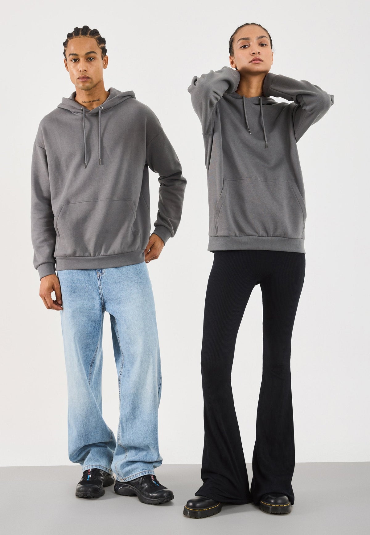 YOURTURN UNISEX - Hoodie - Mottled Dark Grey