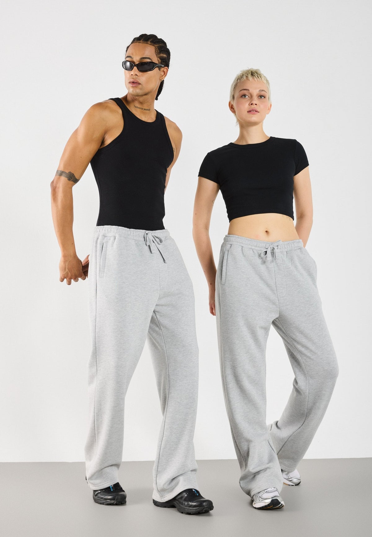 YOURTURN 2 PACK UNISEX - Tracksuit Bottoms - Black,mottled Light Grey