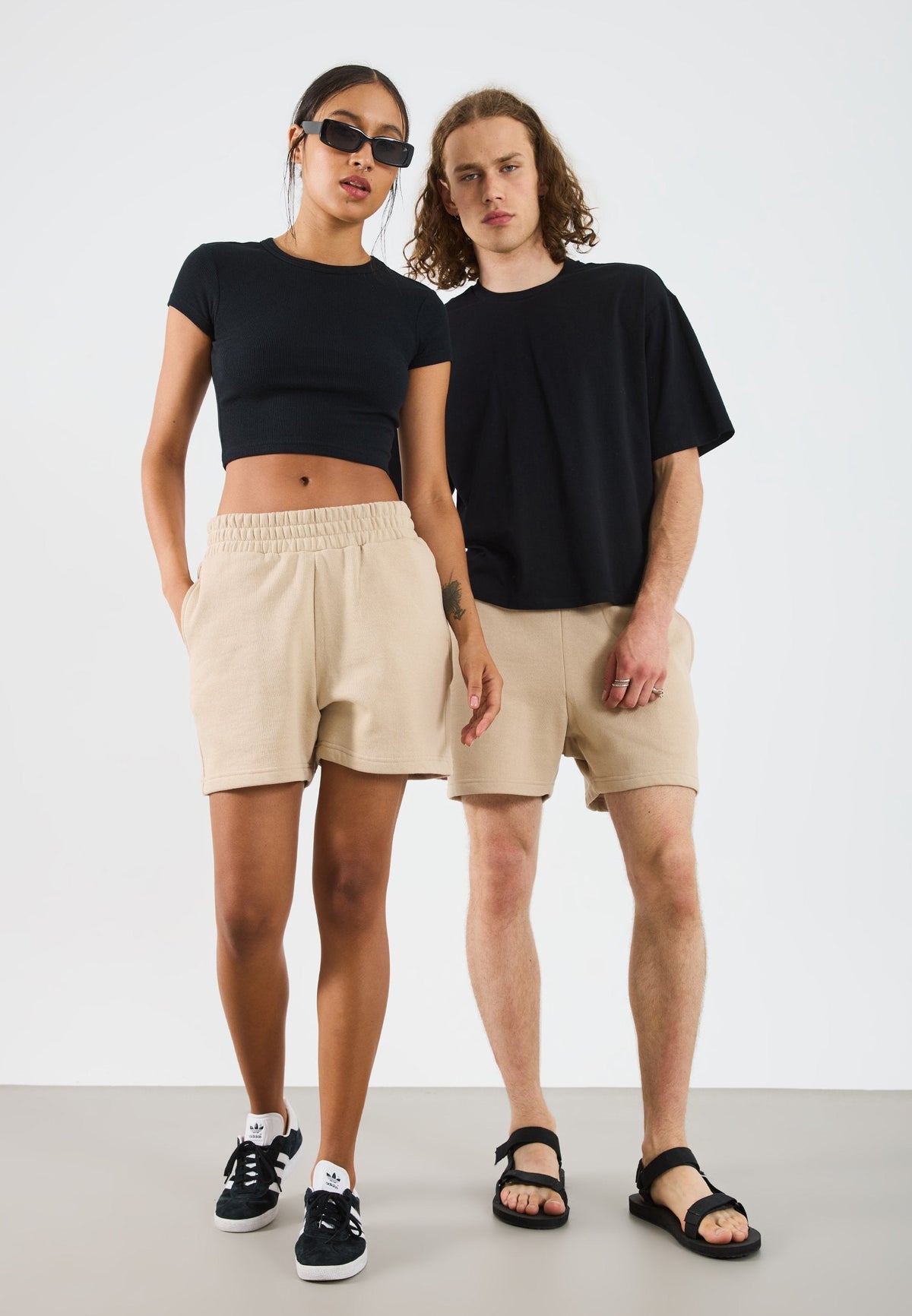YOURTURN 2 PACK UNISEX - Sports Shorts - Black/tan