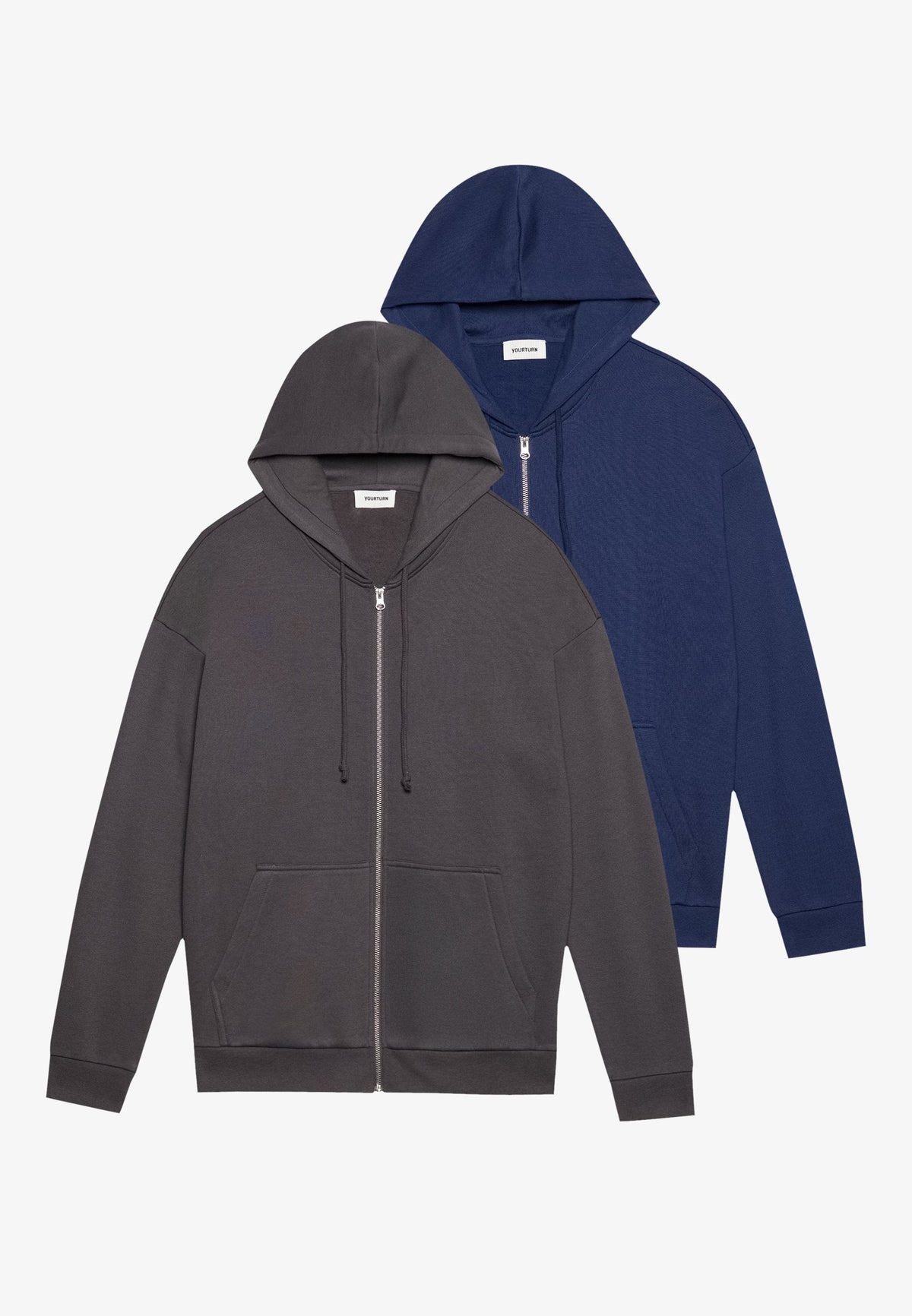 YOURTURN UNISEX 2 PACK - Zip-up Sweatshirt - Mottled Light Grey/black