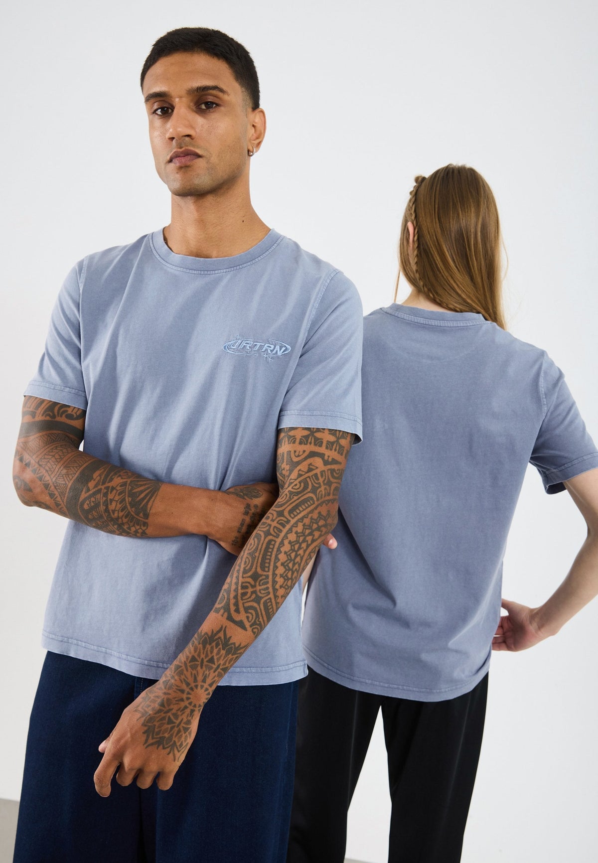 YOURTURN UNISEX - Print T-shirt - Washed Blue