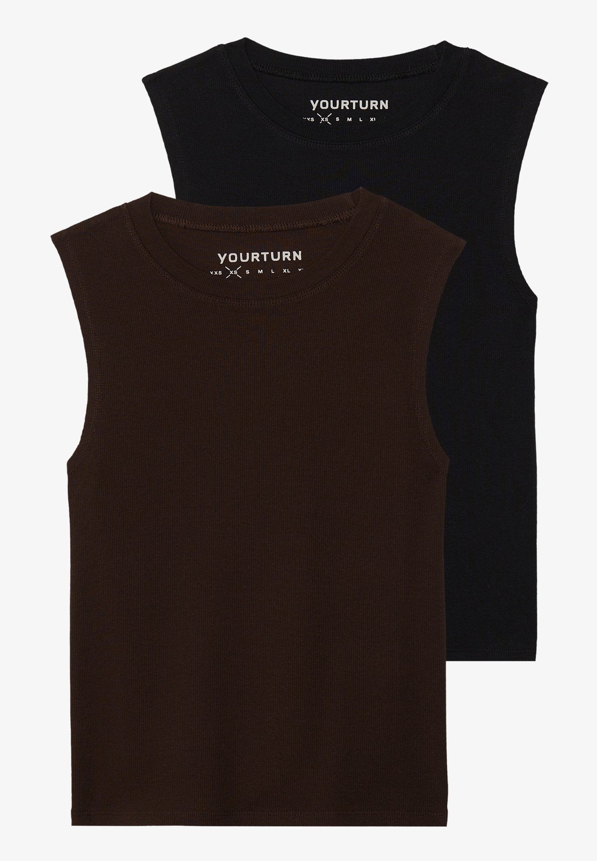 YOURTURN BASIC RIB MUSCLE TANKS UNISEX 2 PACK - Top - White/grey