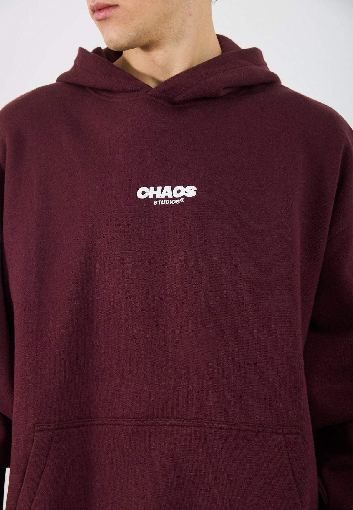 YOURTURN CHAOS OVERSIZE HEAVY HOODIE UNISEX - Sweatshirt - Vineyard Wine