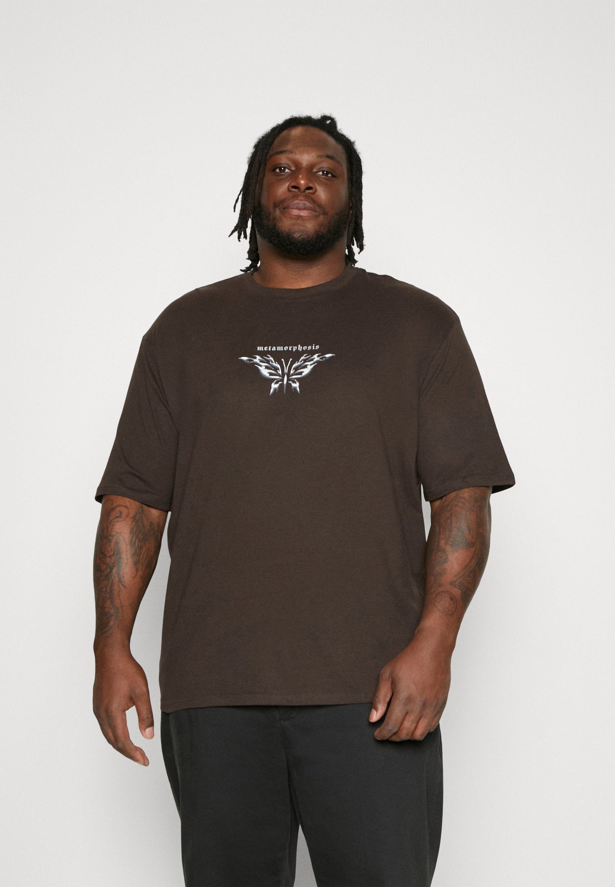 YOURTURN Print T-Shirt - Brown
