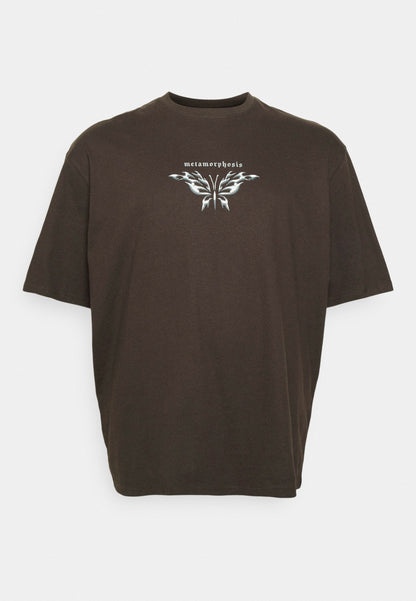 YOURTURN Print T-Shirt - Brown