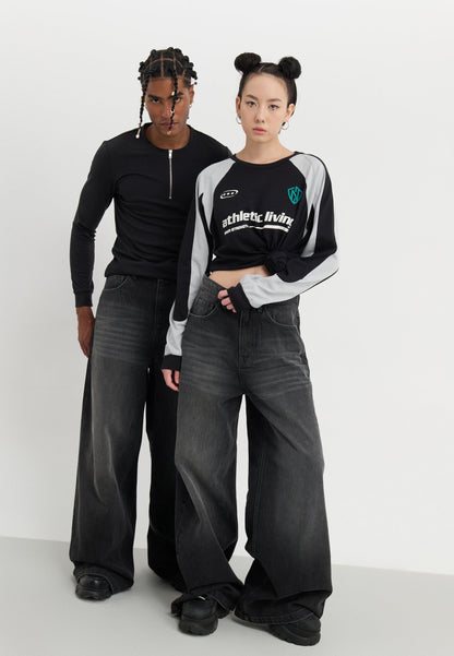 YOURTURN UNISEX - Baggy Jeans - Black Denim